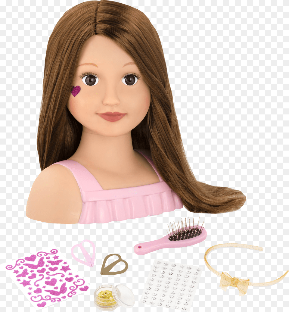 Talia Doll Head Hairstyles Styling Our Generation Head Styling Doll, Toy, Brush, Device, Toothbrush Free Png Download