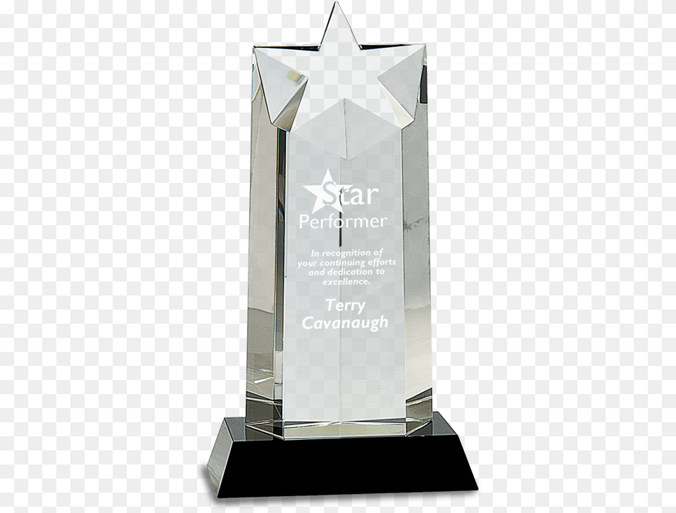 Tall Premier Optic Crystal Star Award Mounted On Award Trophy Crystal Free Transparent Png