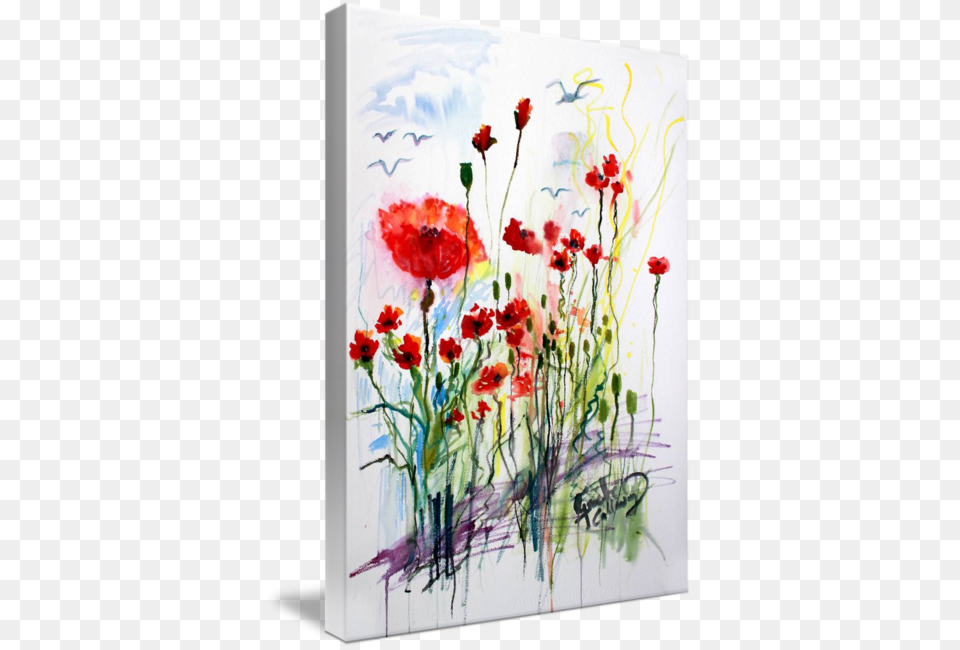 Tall Red Poppies Flower Field By Ginette Callaway Poppy, Art, Canvas, Modern Art, Painting Png Image