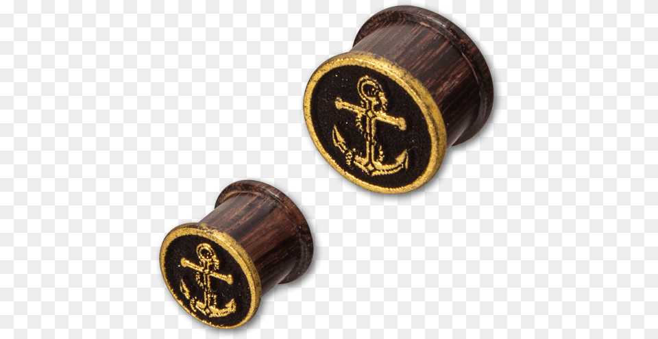 Tamarind Wood Laser Cut Plug With Gold Anchor Wood, Wax Seal Free Png Download