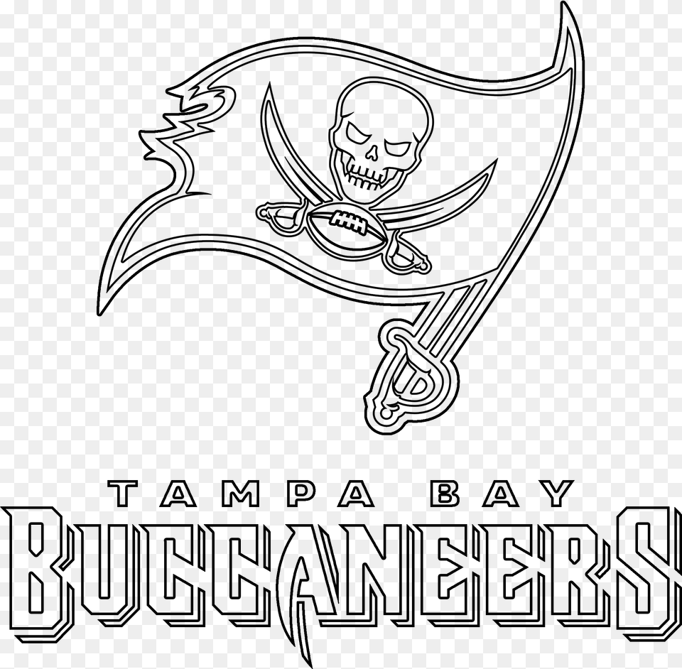 Tampa Bay Buccaneers Logo Outline Nfl, Gray Free Transparent Png