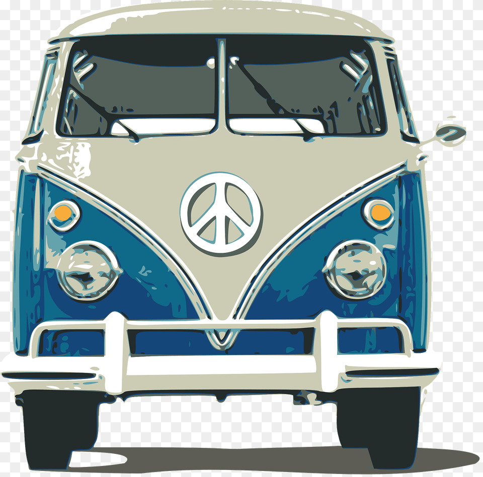 Tan And Blue Volkswagen Van Clipart, Caravan, Transportation, Vehicle, Car Png