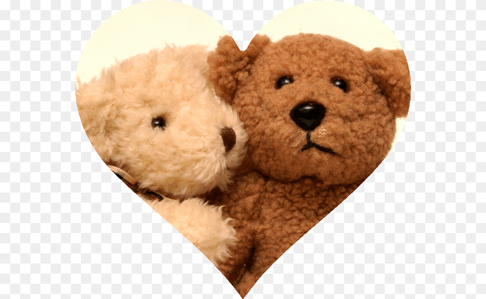 Tan And Brown Bears Hugging In Heart Cutout 2 Teddy Bears Cuddling, Teddy Bear, Toy Free Png