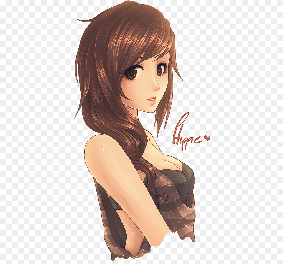 Tan Anime Girl With Brown Hair, Book, Comics, Publication, Adult Png Image