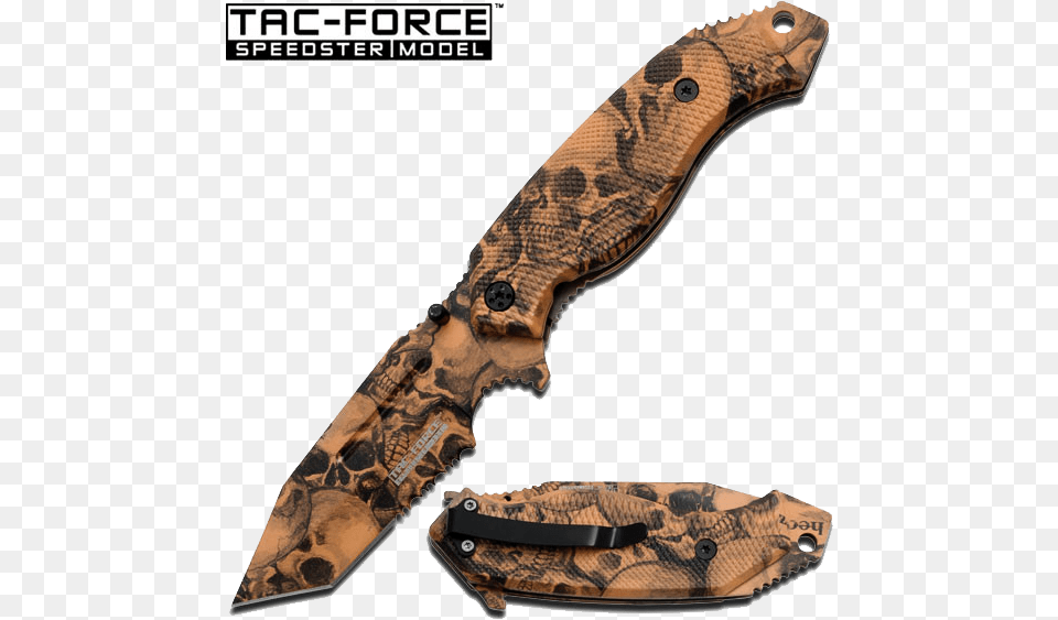 Tan Skull Camo Knife With Blood Groovedata Rimg Engraved Pocket Knives, Blade, Dagger, Weapon Free Transparent Png