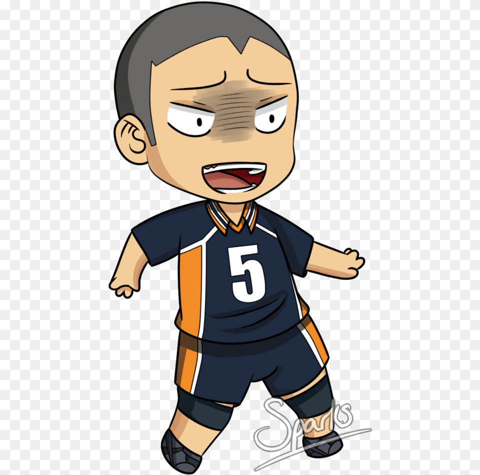 Tanaka Ryu Chibi Clipart Download Haikyuu Anime Chibi Tanaka, Book, Comics, Publication, Baby Free Transparent Png