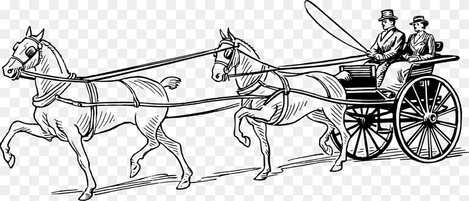 Tandem Carriage Clip Arts Horse Drawn Carriage Coloring Pages, Gray Free Png