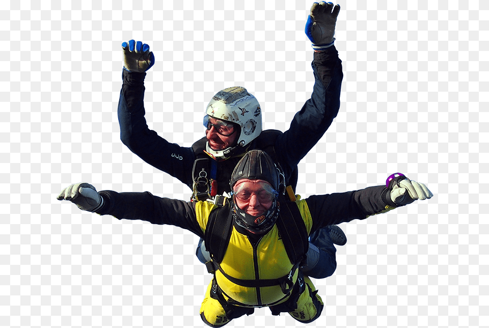 Tandem Parachute Jumpers Skydiving, Helmet, Adult, Person, Man Free Png