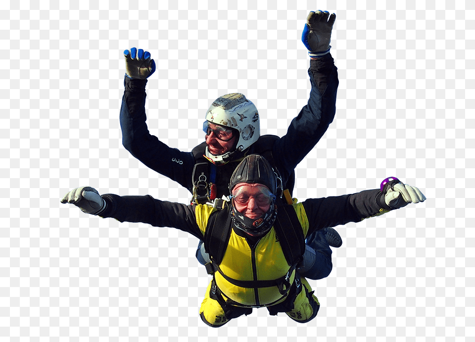 Tandem Parachute Jumpers Transparent, Helmet, Adult, Man, Hand Png