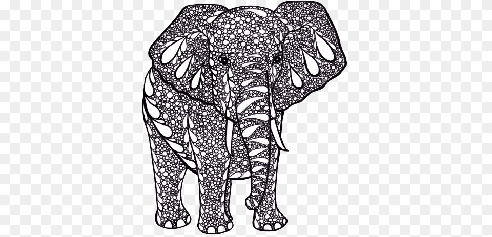 Tangle Drawing Elephant Black And White Printable Artwork, Animal, Mammal, Wildlife, Art Free Png
