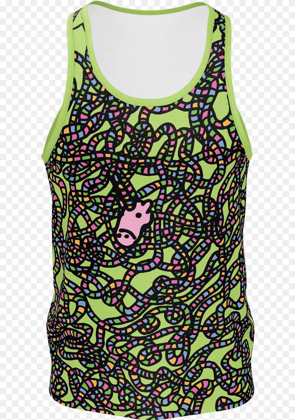 Tangled Mens Horny Tank Top Green Active Tank, Clothing, Tank Top, Pattern Png Image