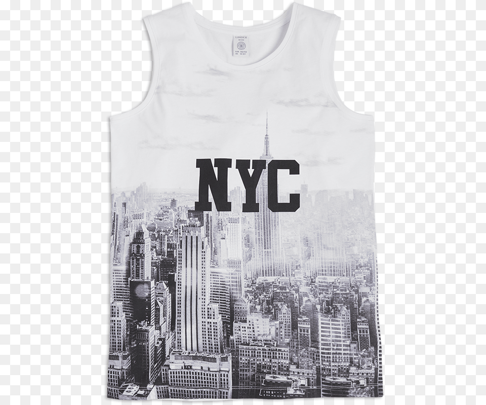 Tank Top With Print White New York City, Clothing, T-shirt, Shirt, Undershirt Free Png