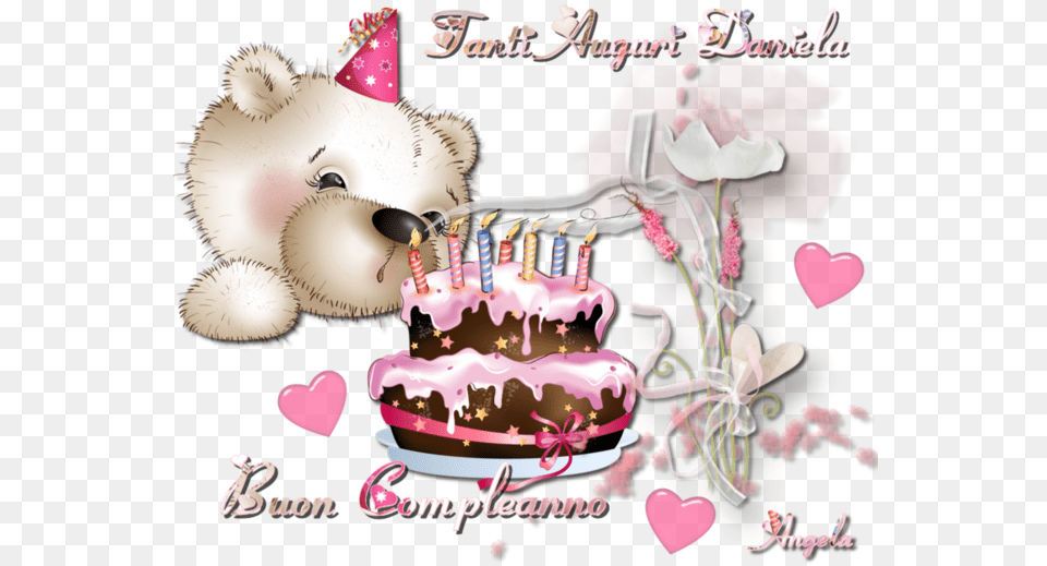 Tanti Auguri Buon Compleanno Daniela Happy Birthday Bear, Birthday Cake, Cake, Cream, Dessert Png