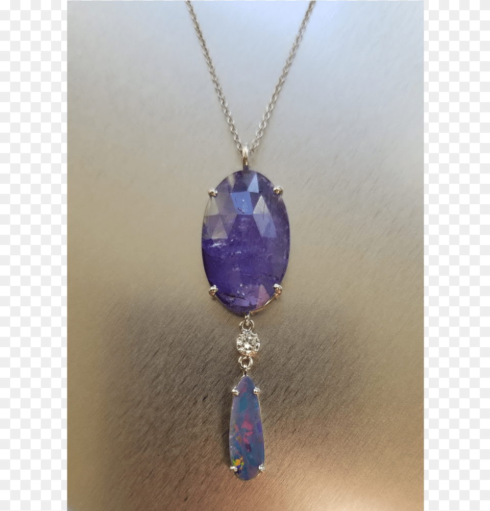Tanzanite Eye Cut W Boulder Opal And Diamond, Accessories, Gemstone, Jewelry, Necklace Free Png Download