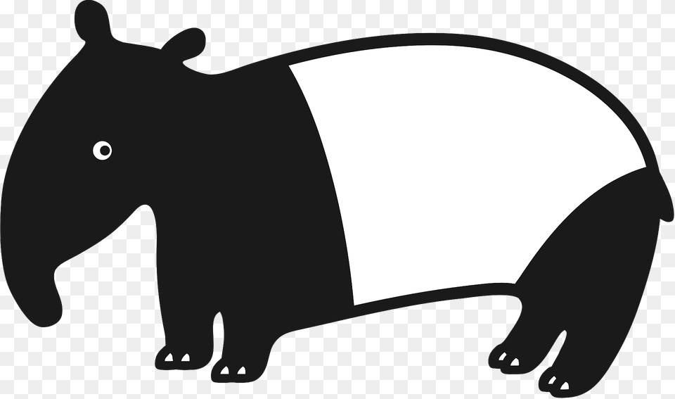 Tapir Animal Black And White Clipart, Bear, Mammal, Wildlife, Kangaroo Png Image