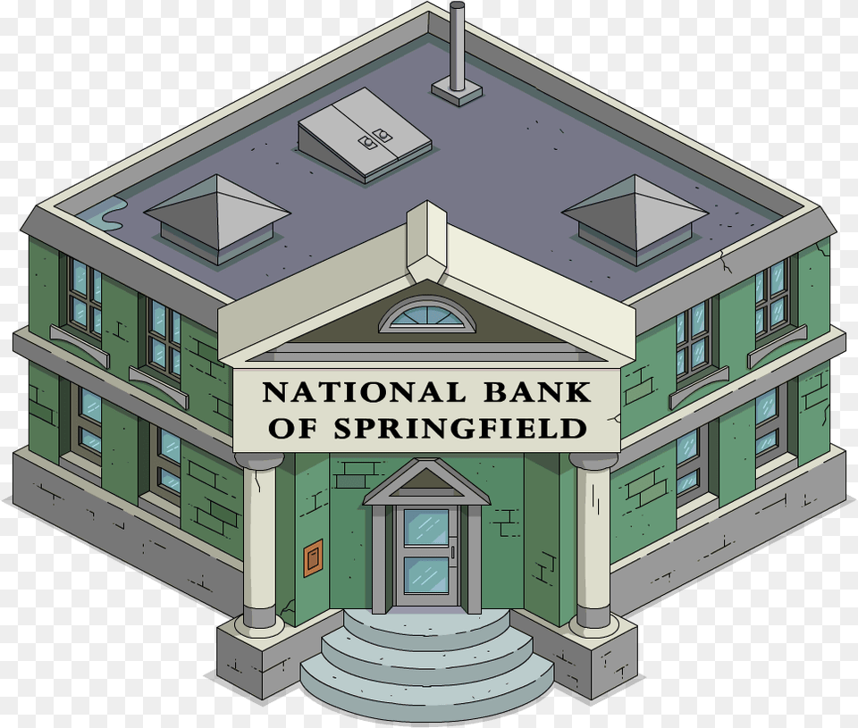 Tapped Out National Bank Of Springfield Simpsons Bank, Neighborhood, City, Road, Street Free Png Download