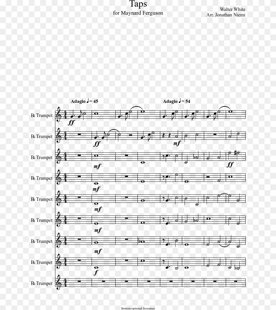 Taps Music Sheet For Flute, Gray Free Transparent Png