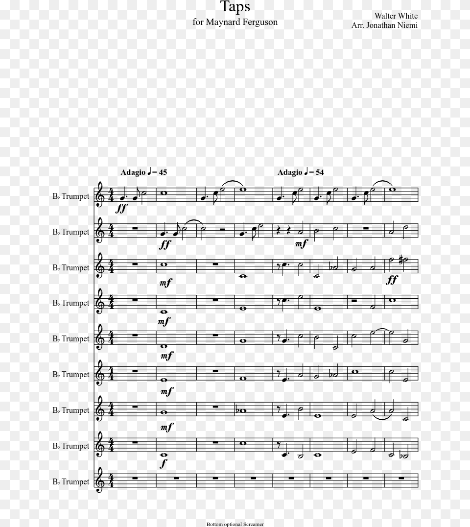Taps Sheet Music Composed By Walter White Arr Scale, Gray Free Png Download