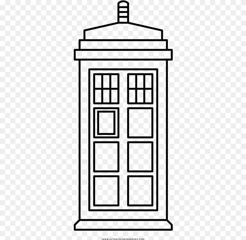 Tardis Coloring Page, Gray Png