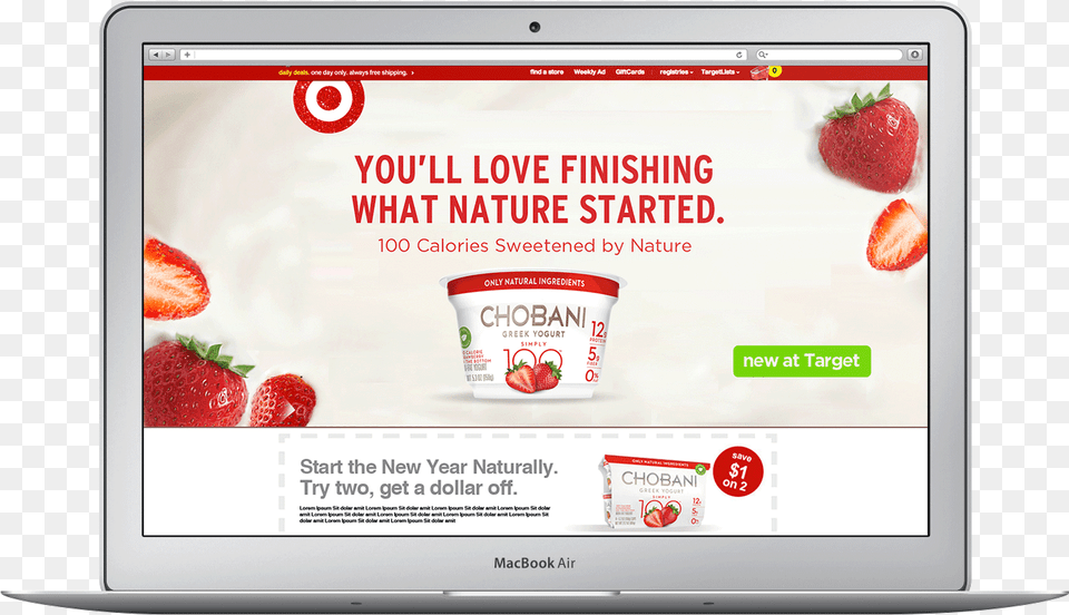 Target Spotlight Macbook Display Device, Yogurt, Strawberry, Produce, Plant Free Png