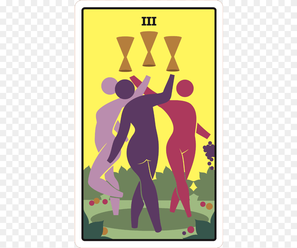 Tarot Card Of The Day Three Of Cups Icon Tarot Cards, Adult, Male, Man, Person Png