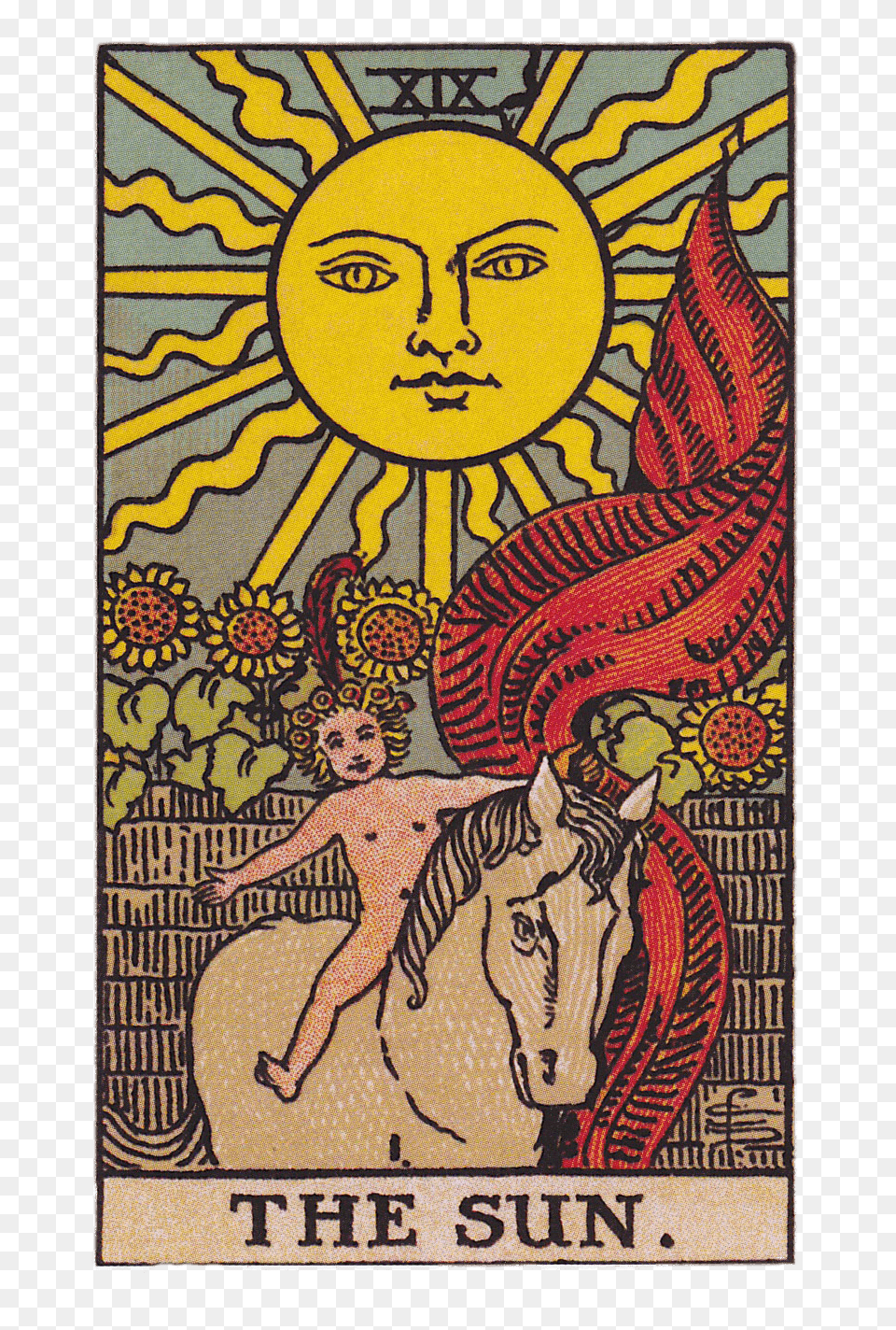 Tarot Card The Sun, Art, Baby, Person, Face Free Png Download