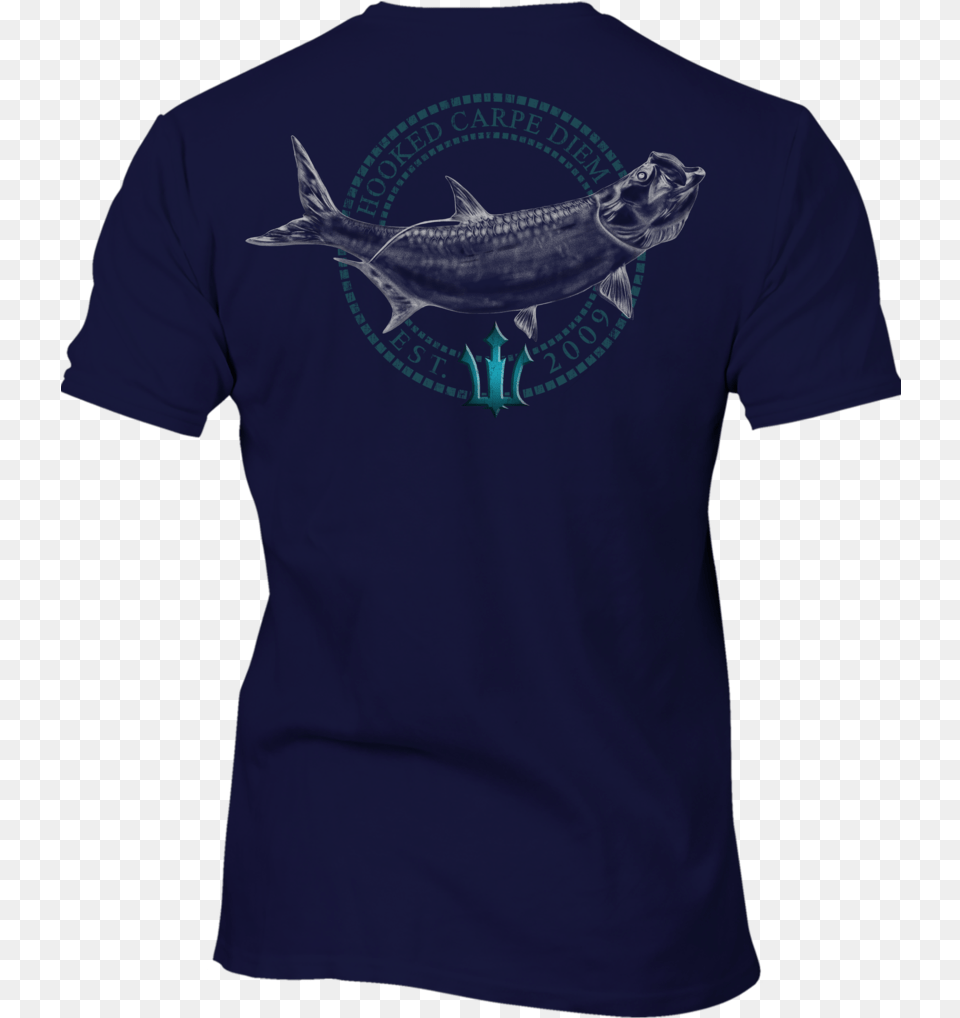 Tarpon With Trident Ros Indigo T Shirt, Clothing, T-shirt, Animal, Fish Free Transparent Png