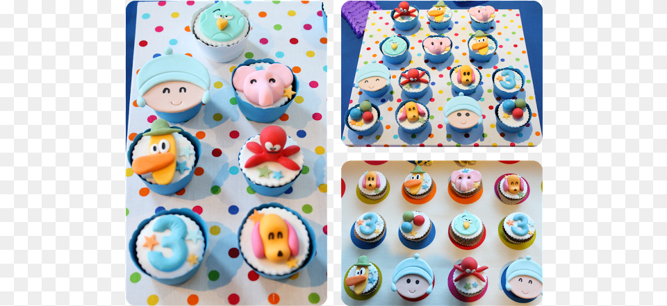 Tarta Pocoyo 3 Cupcake, Food, Cake, Cream, Dessert Png Image