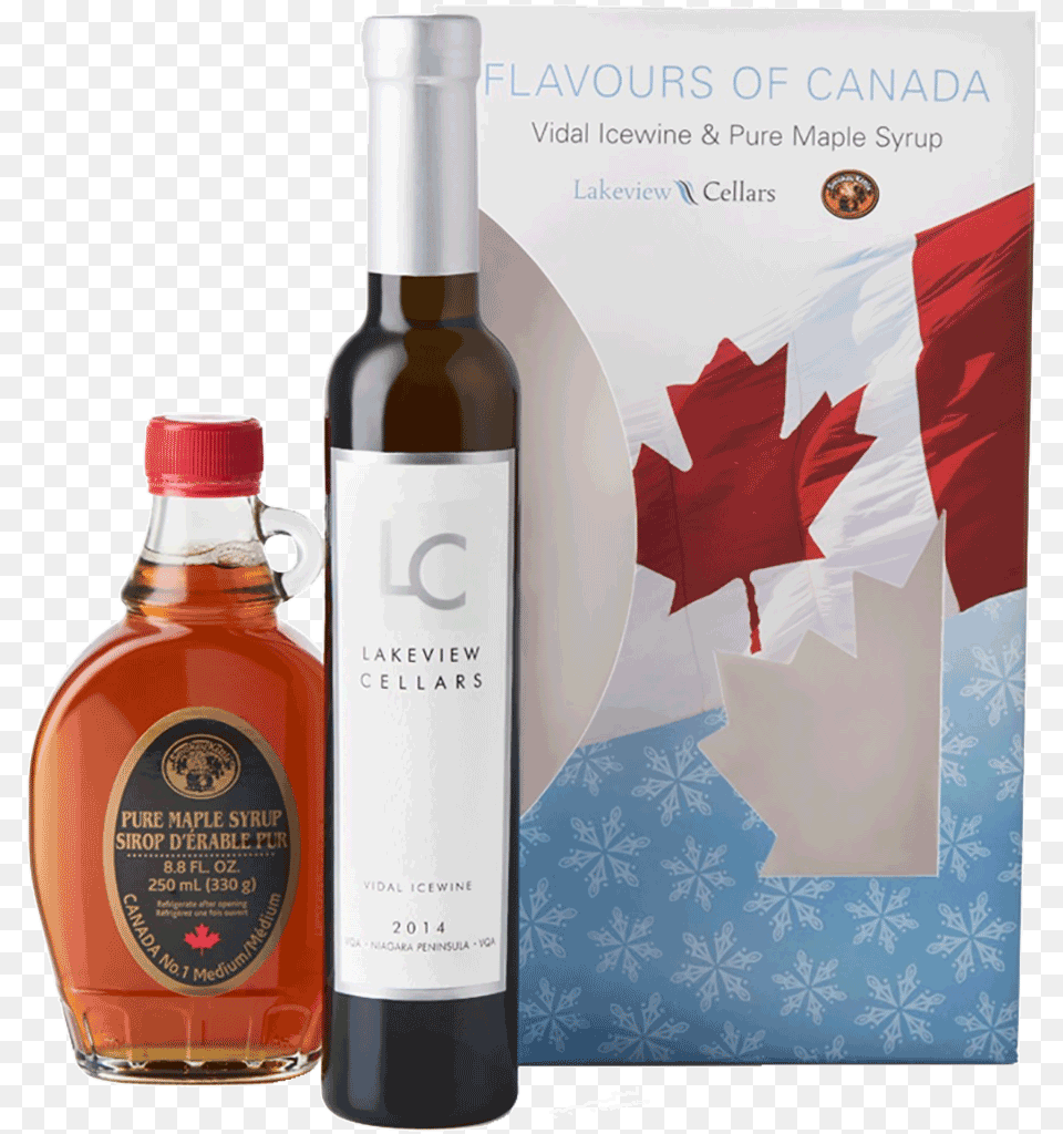 Taste Of Canada Vidal Icewine Vqa Amp Maple Syrup Gift Lakeview Cellars, Leaf, Plant, Bottle, Liquor Png Image