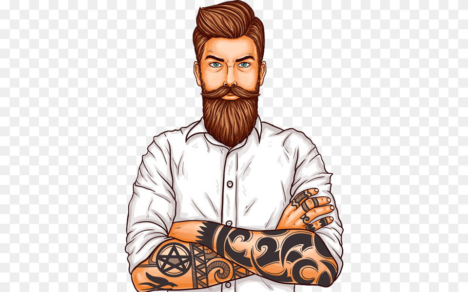 Tatjack Beard, Tattoo, Skin, Person, Man Png