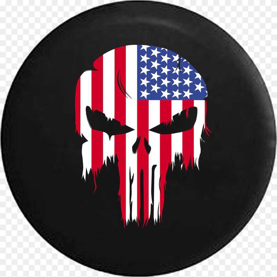 Tattered American Flag Punisher Skull Rv Camper Spare Punisher Skull American Flag, Toy Png