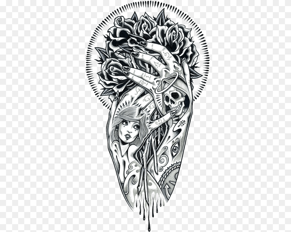 Tattoo Art Drawing Illustration Blooming Heart Pandora Charm, Person, Skin, Face, Head Free Transparent Png