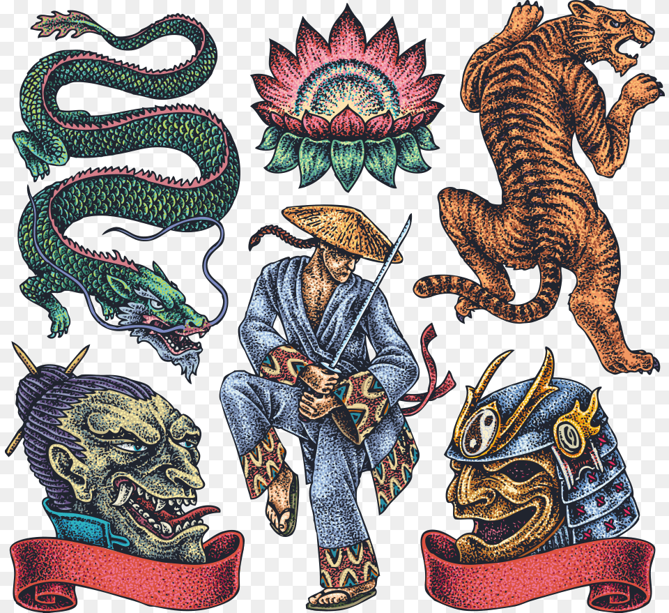Tattoo Artist Character Japanese Dragon Vector Irezumi Japanese Dragon Dragon Vector, Adult, Person, Female, Woman Png