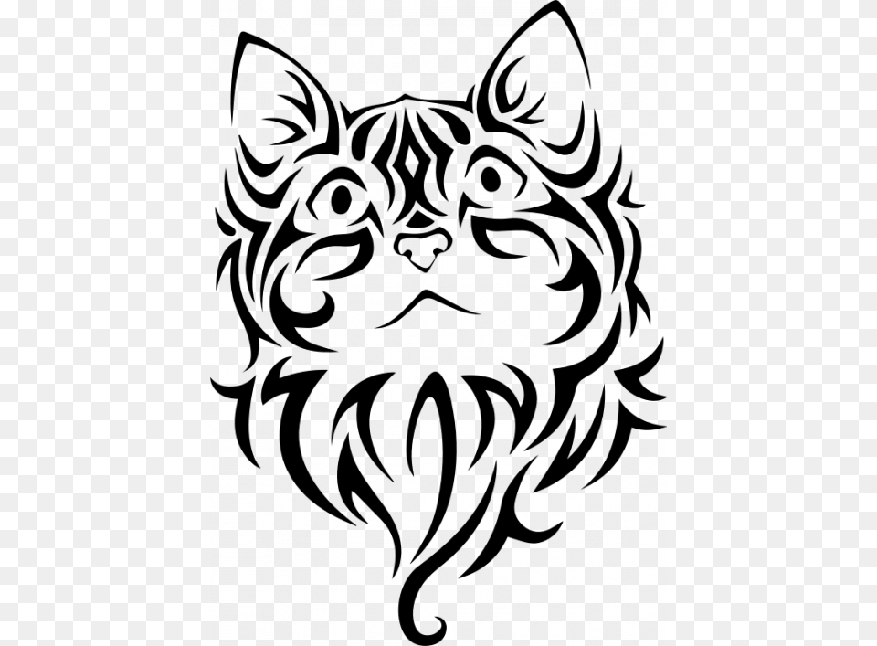 Tattoo Cat Vector Image Tribal Kitten, Gray Free Transparent Png