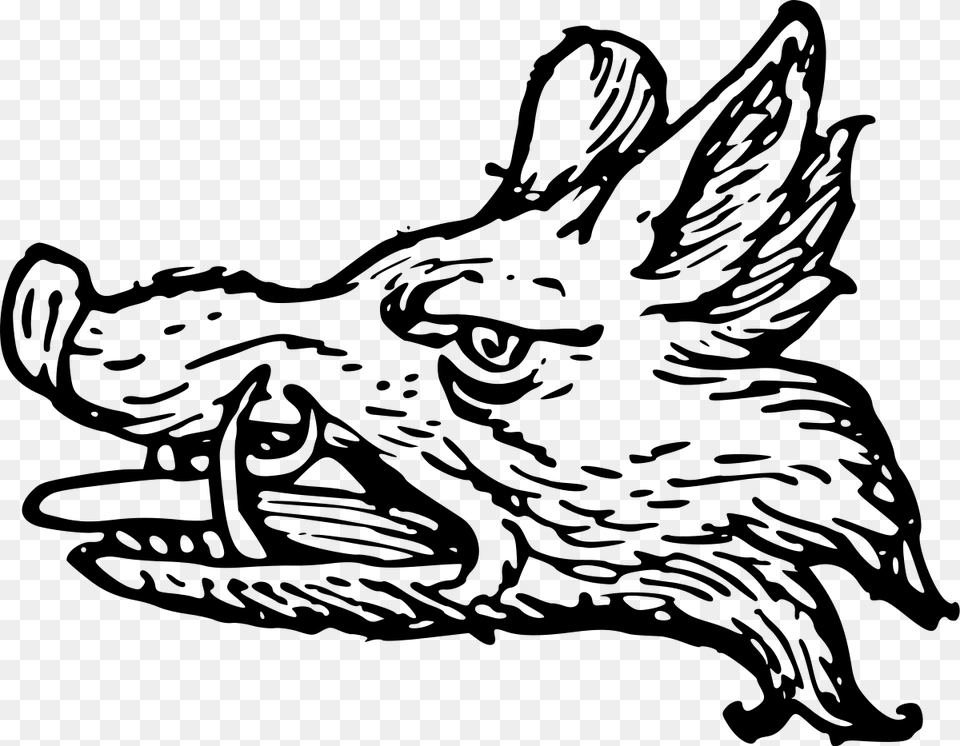 Tattoo Clipart Wild Boar Wild Boar Family Crest, Gray Free Png