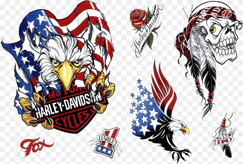 Tattoo Eagle Harley Davidson American Snake Desert Bald Eagles Harley Davidson, Emblem, Symbol, Flower, Plant Free Png