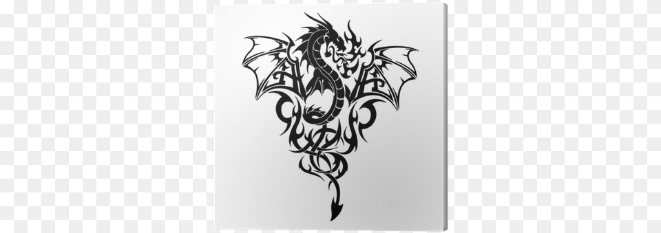 Tattoo Flying Black Dragon Vector Canvas Print Pixers Dragon Tattoo, Art Free Transparent Png
