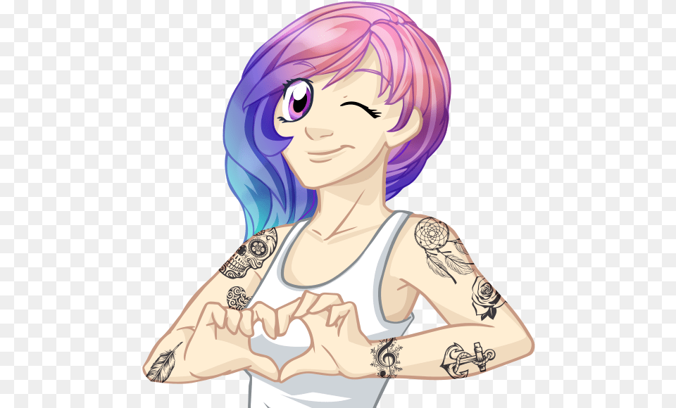 Tattoo Girl Stickers Cartoon, Book, Comics, Skin, Publication Free Png