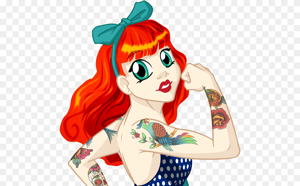 Tattoo Girl Stickers Illustration, Person, Skin, Adult, Female Free Transparent Png