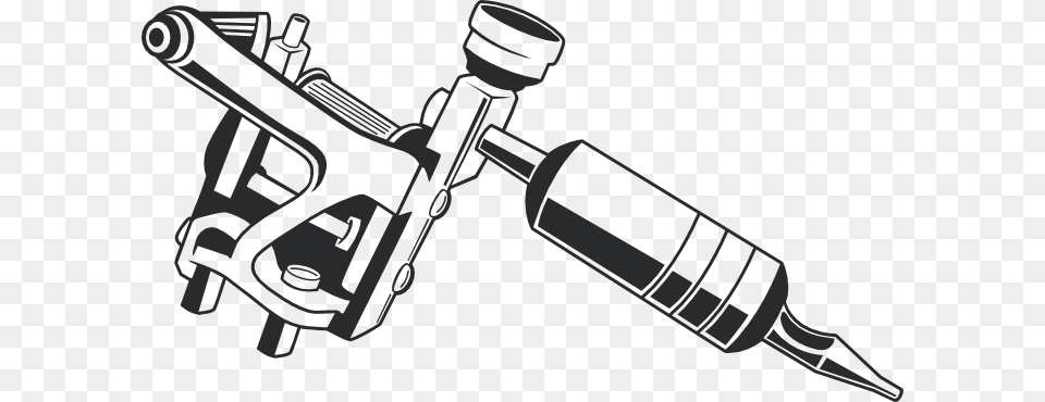 Tattoo Gun Tattoo Gun Black And White, Bulldozer, Machine Png