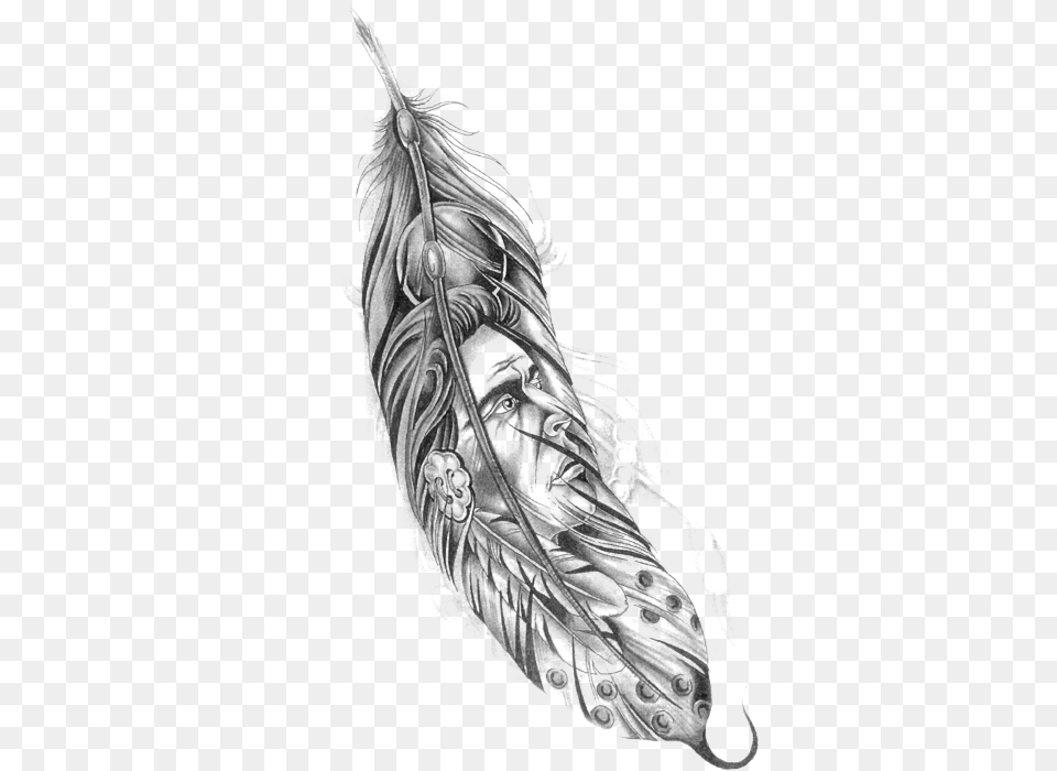 Tattoo Indian Apache Feather Blackart Tribal Cherokee Native American Tattoos, Art, Drawing, Person, Skin Png