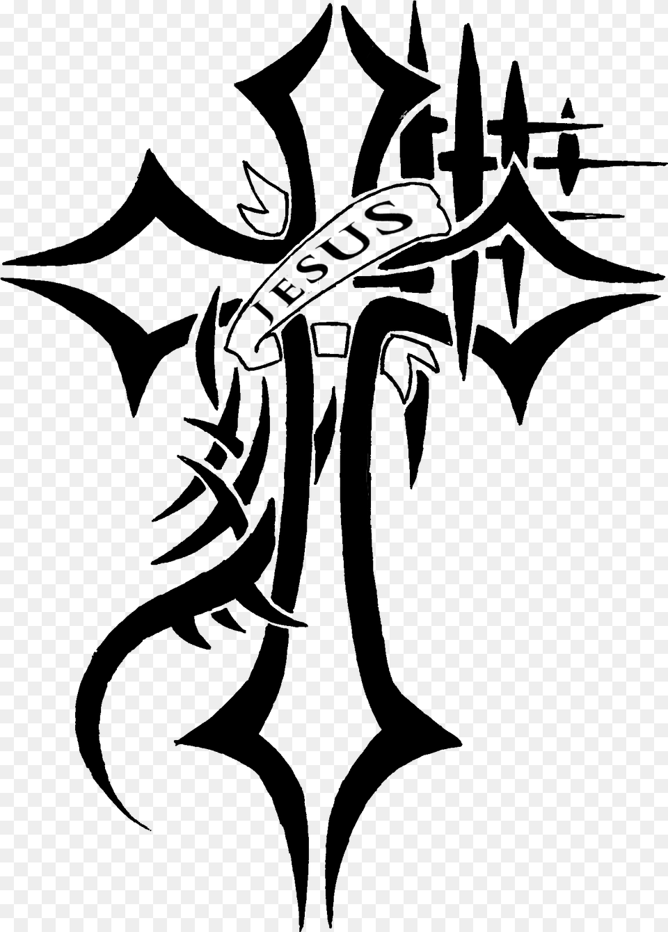 Tattoo Jesus Cross Logo, Gray Free Transparent Png
