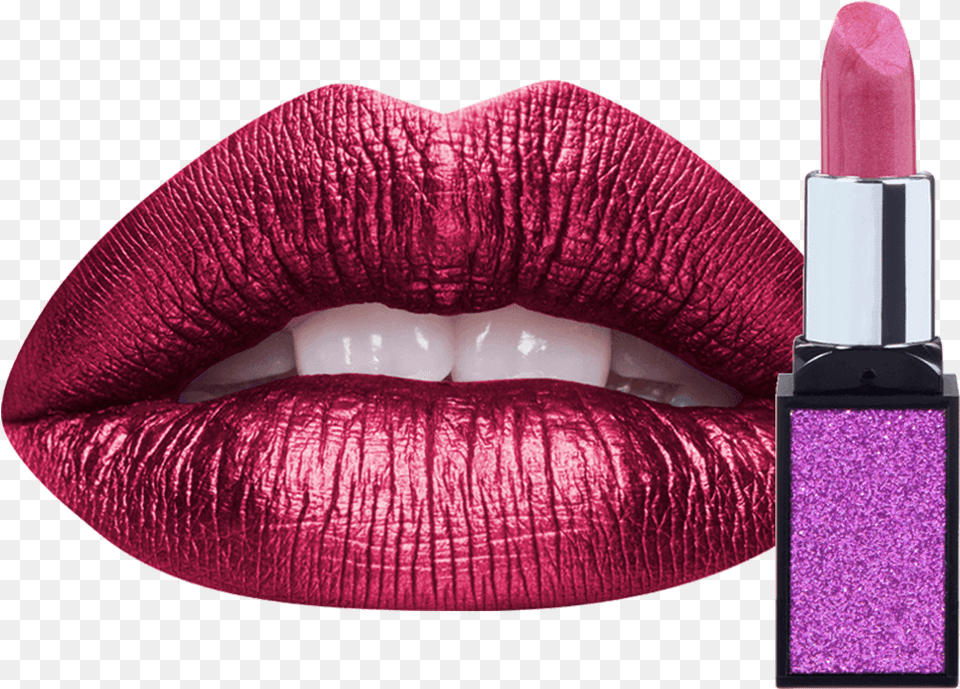 Tattoo Junkee Lovey Dovey Metallic Lip Swatch Main Bullet Lipstick Transparent, Cosmetics, Body Part, Mouth, Person Png