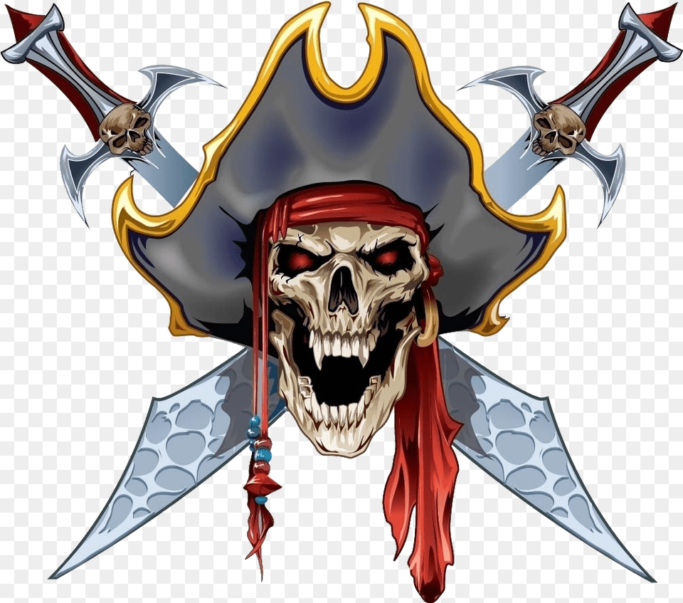 Tattoo Material Skull Piracy Flash Paper Pirate Clipart Pirate Skull, Blade, Dagger, Knife, Weapon Png Image