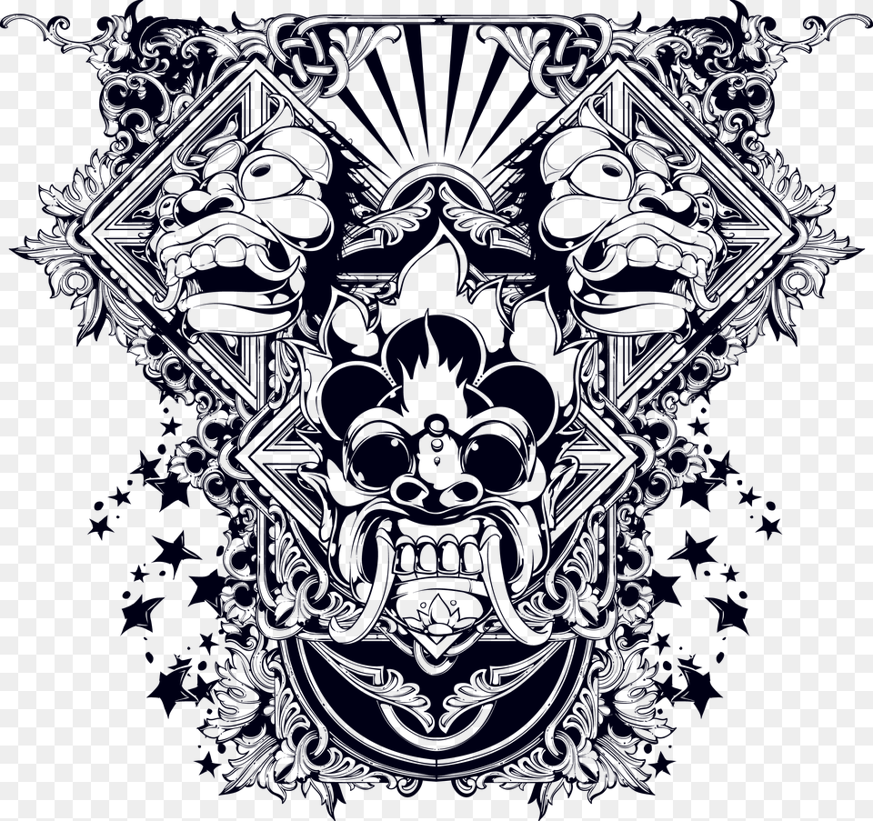 Tattoo Monster Pattern Demon T Shirt Black Clipart Demon Tattoo, Art, Floral Design, Graphics, Emblem Free Transparent Png