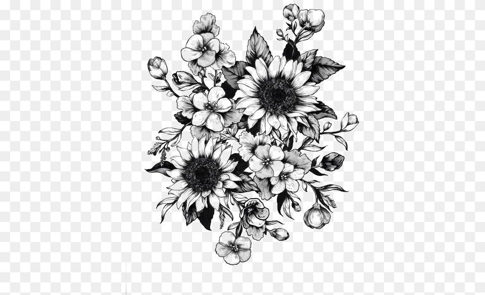 Tattoo Sketch Flower Drawing Sunflower Black And White Flower Tattoo Designs, Art, Plant, Daisy, Anemone Free Transparent Png