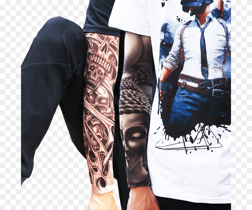 Tattoo Sleeve Male Flower Arm Tattoo Female Summer Tattoo, Skin, Clothing, Long Sleeve, Person Png Image