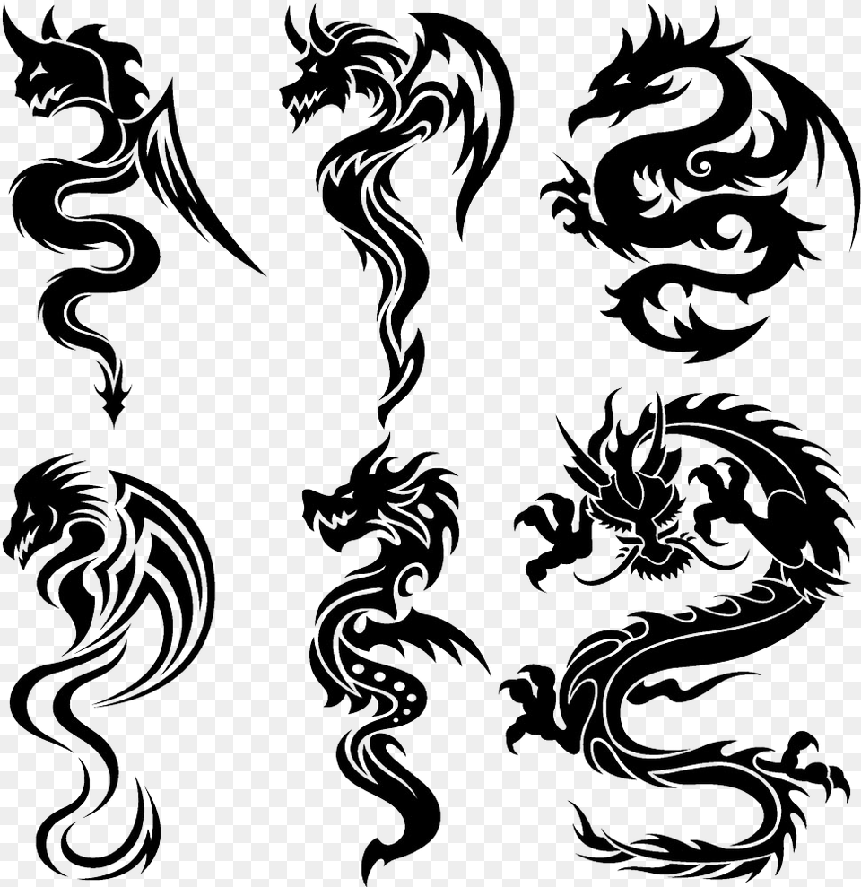 Tattoo Vector Tribe Chinese Dragon Clipart Hd Tatuagem De Dragao Simples, Pattern, Blackboard Png