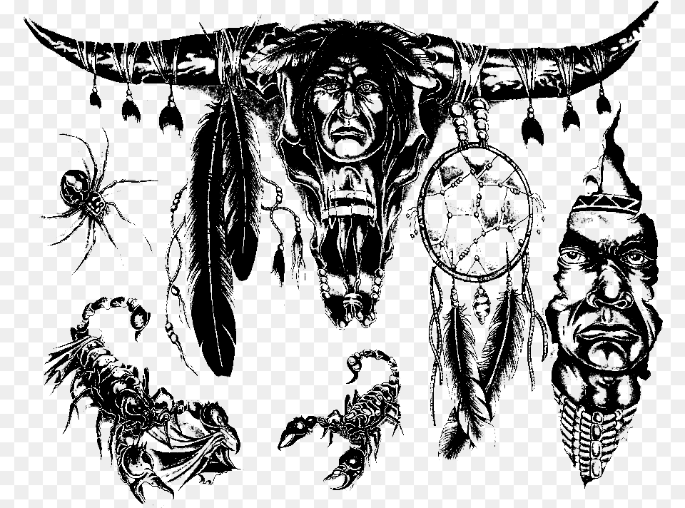 Tattoo With Transparent Background Img18 Native American Flash Art, Gray Free Png