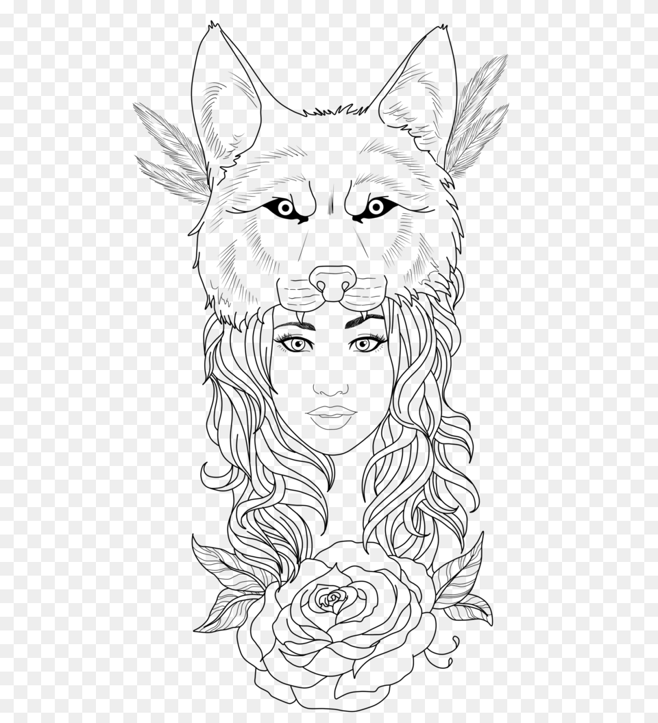 Tattoo Woman Wolf, Art, Baby, Face, Head Free Png